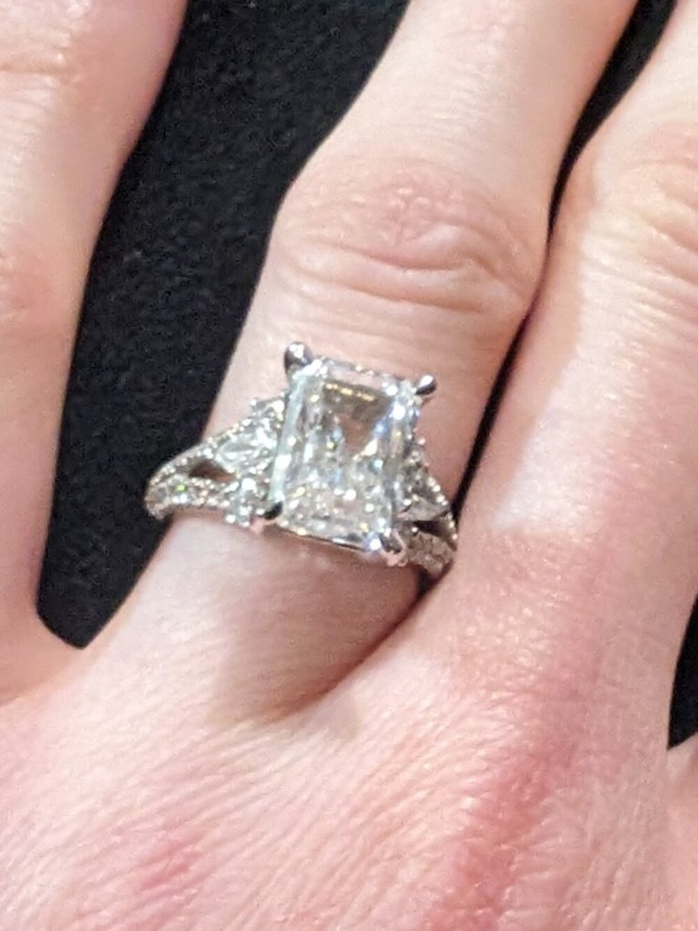 3.1 ct Radiant Lab Diamond Ring - 14K White Gold Band w/ 0.71 ct NATURAL Diamond
